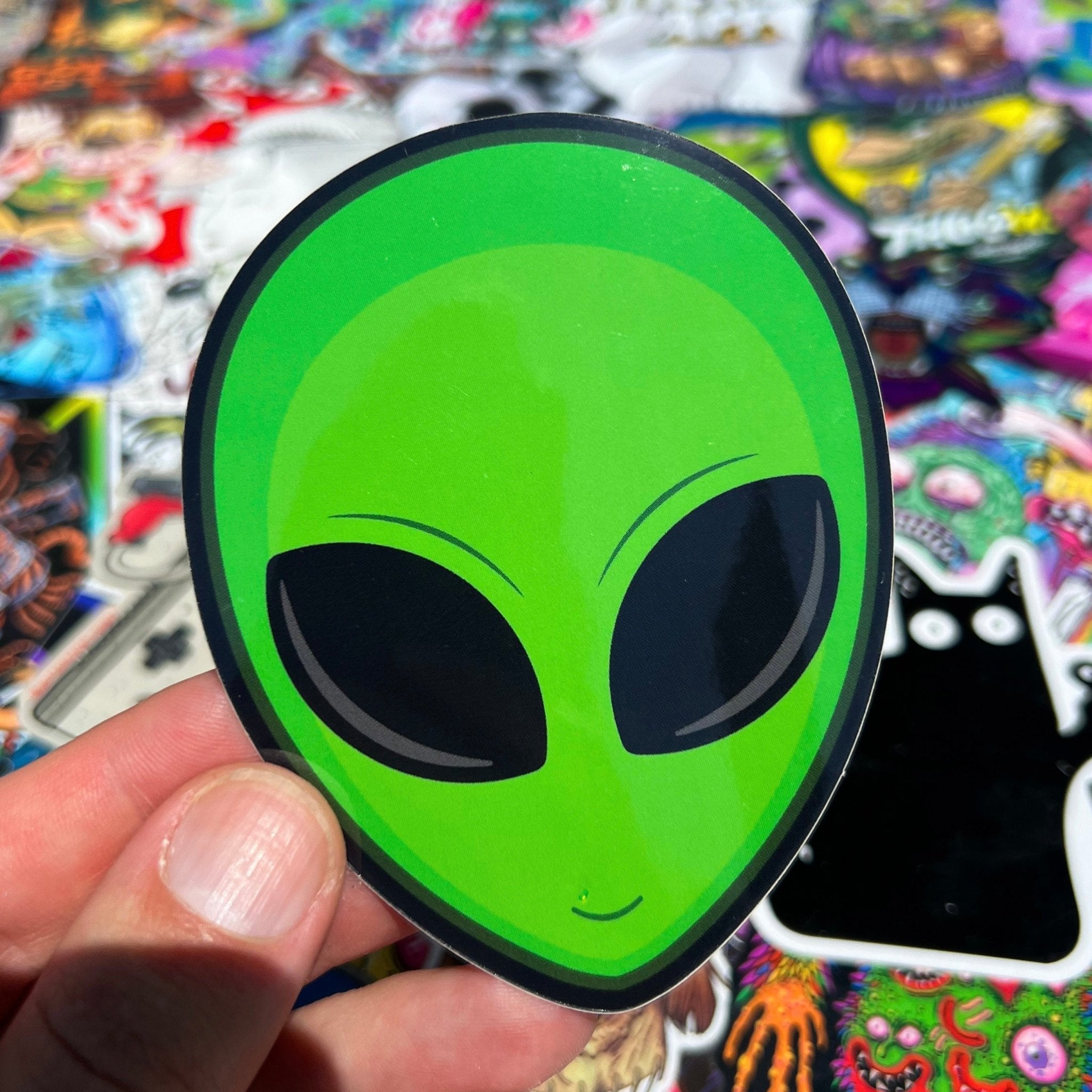 Alien Sticker Raving Alien Sticker – Durable Waterproof Vinyl UFO Decal – Sticker Savages